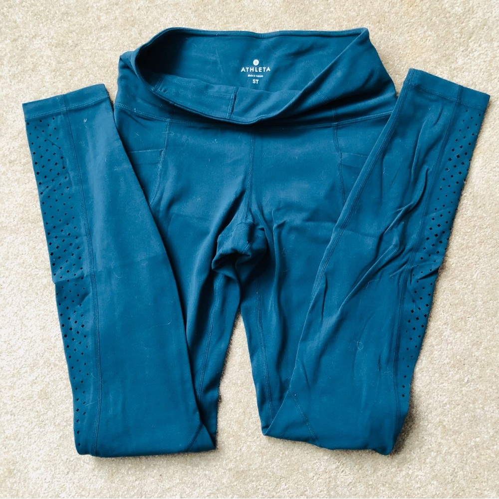 Athleta Laser Cut Salutation Stash Leggings - Size Small Tall / ST